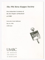First Induction Ceremony of the Eta Chapter of Maryland at UMBC, The Phi Beta Kappa Society, May 26, 1998. University Publications, UPUB S7-008.